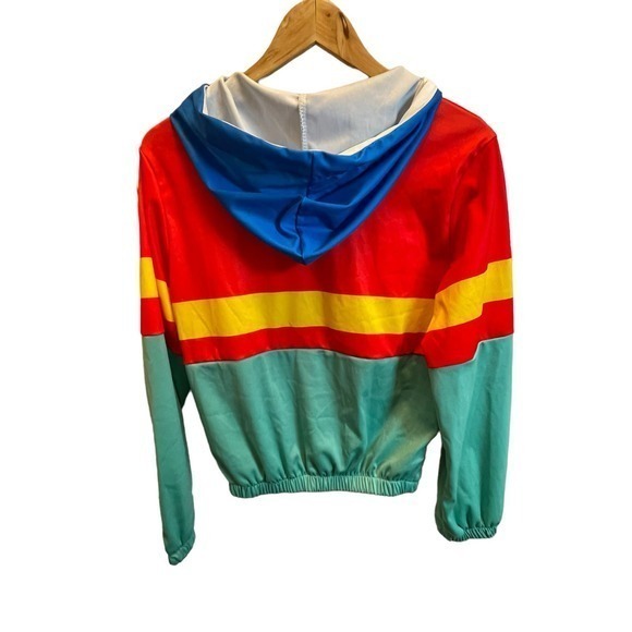 EUC Multicolor 90s Style 3/4 Zipper, Drawstring Hoodie w/ Elastic Waist - Picture 2 of 7